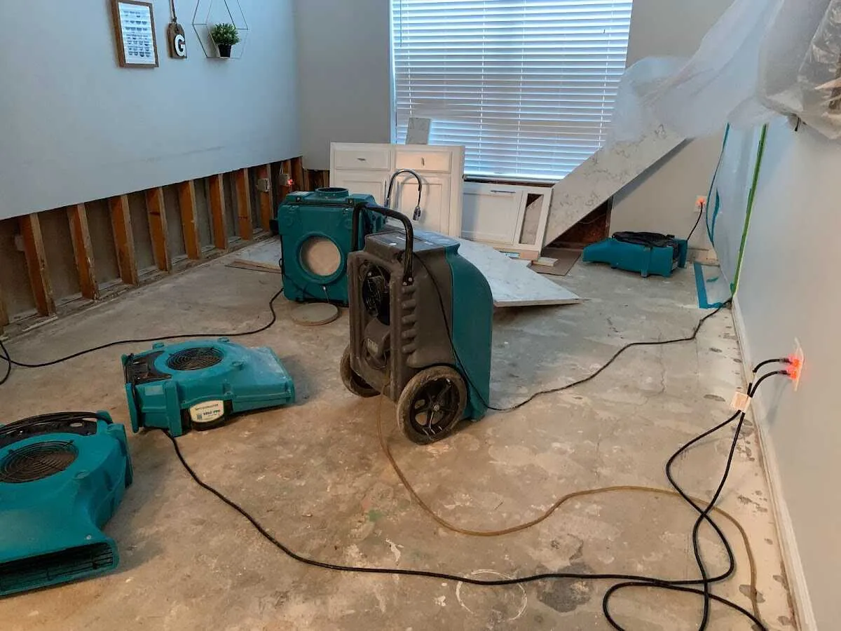 Dehumidifier in flood-cut room for Water Damage Restoration in Palos Heights